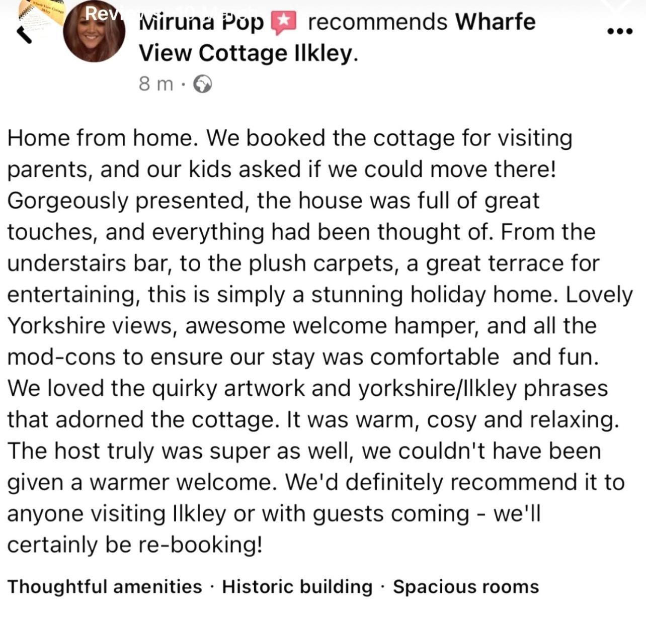 Wharfe View Cottage Ilkley Esterno foto